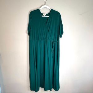 Terra & Sky teal green faux wrap dress size 1x 16 18
